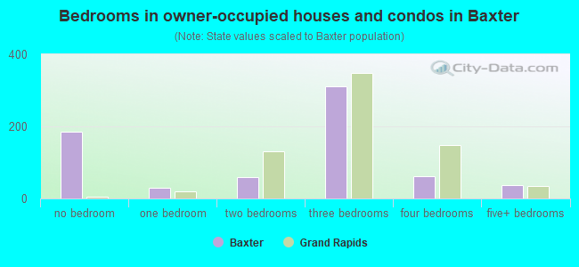 Bedrooms in owner-occupied houses and condos in Baxter