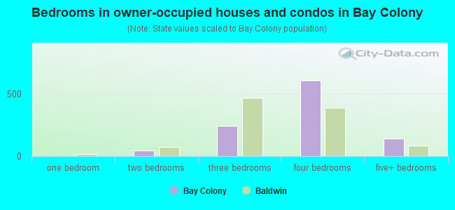 Bedrooms in owner-occupied houses and condos in Bay Colony