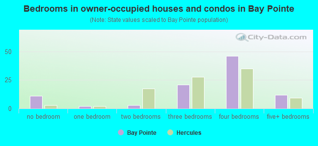Bedrooms in owner-occupied houses and condos in Bay Pointe
