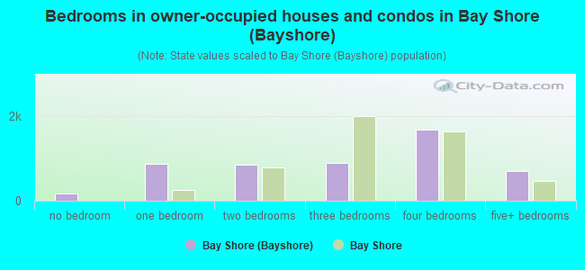 Bedrooms in owner-occupied houses and condos in Bay Shore (Bayshore)
