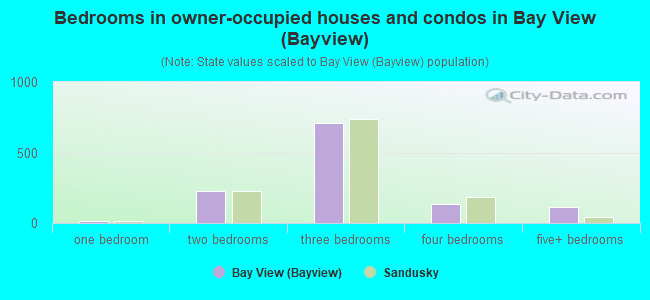 Bedrooms in owner-occupied houses and condos in Bay View (Bayview)