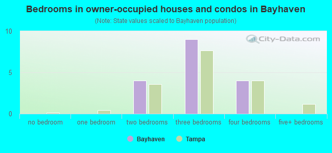 Bedrooms in owner-occupied houses and condos in Bayhaven