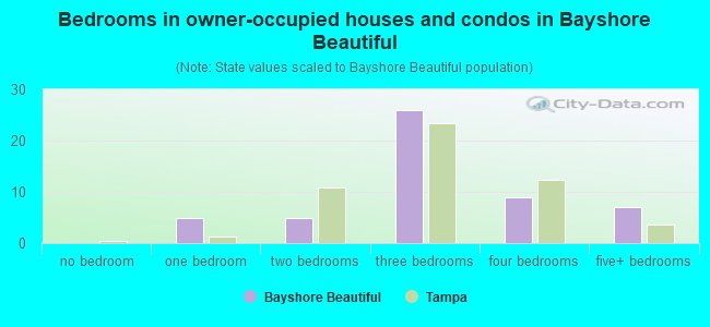 Bedrooms in owner-occupied houses and condos in Bayshore Beautiful