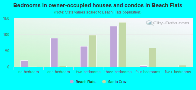 Bedrooms in owner-occupied houses and condos in Beach Flats