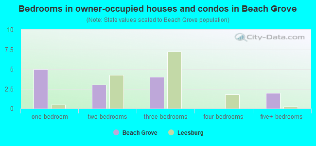 Bedrooms in owner-occupied houses and condos in Beach Grove