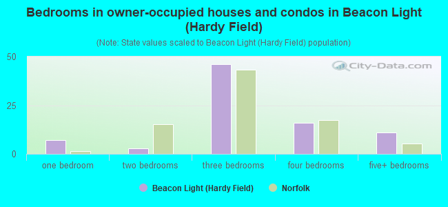 Bedrooms in owner-occupied houses and condos in Beacon Light (Hardy Field)