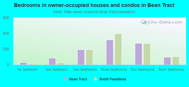 Bedrooms in owner-occupied houses and condos in Bean Tract