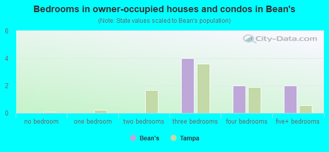 Bedrooms in owner-occupied houses and condos in Bean's