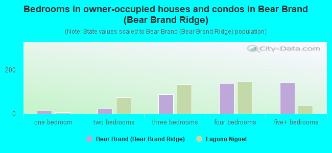 Bedrooms in owner-occupied houses and condos in Bear Brand (Bear Brand Ridge)