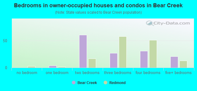 Bedrooms in owner-occupied houses and condos in Bear Creek