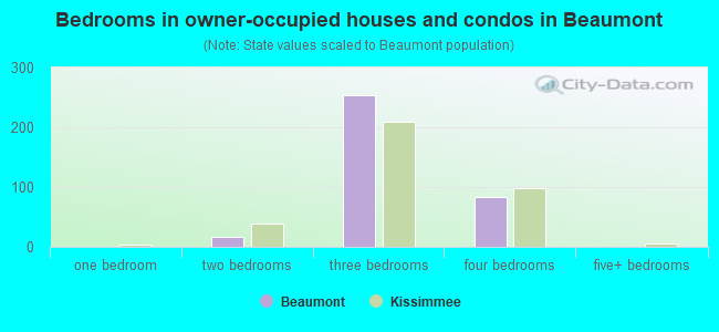 Bedrooms in owner-occupied houses and condos in Beaumont