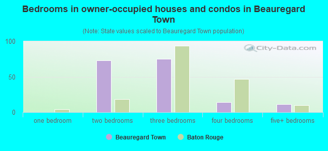 Bedrooms in owner-occupied houses and condos in Beauregard Town
