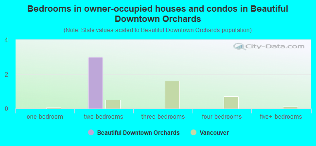 Bedrooms in owner-occupied houses and condos in Beautiful Downtown Orchards