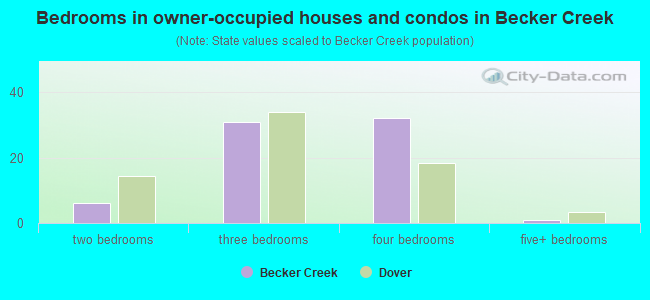 Bedrooms in owner-occupied houses and condos in Becker Creek
