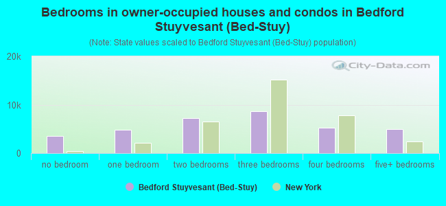 Bedrooms in owner-occupied houses and condos in Bedford Stuyvesant (Bed-Stuy)