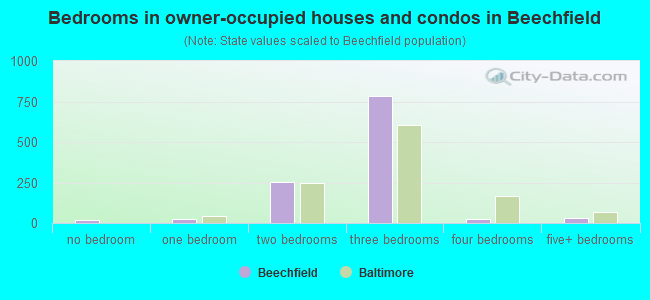Bedrooms in owner-occupied houses and condos in Beechfield