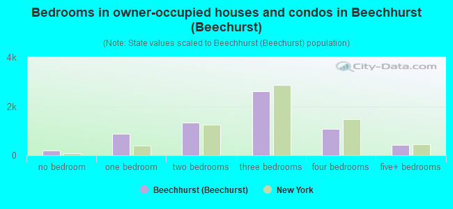 Bedrooms in owner-occupied houses and condos in Beechhurst (Beechurst)