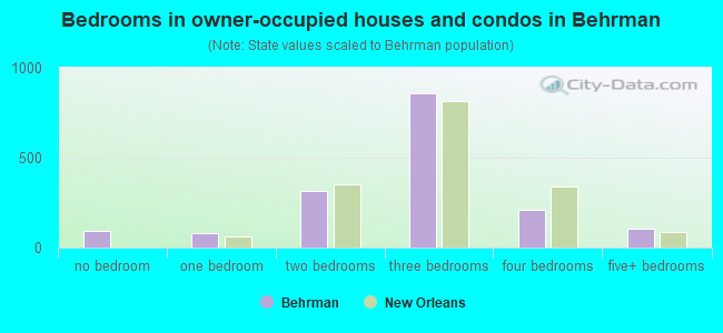 Bedrooms in owner-occupied houses and condos in Behrman