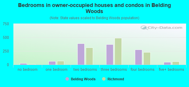 Bedrooms in owner-occupied houses and condos in Belding Woods