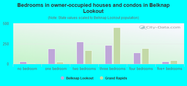 Bedrooms in owner-occupied houses and condos in Belknap Lookout