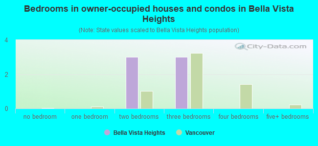 Bedrooms in owner-occupied houses and condos in Bella Vista Heights