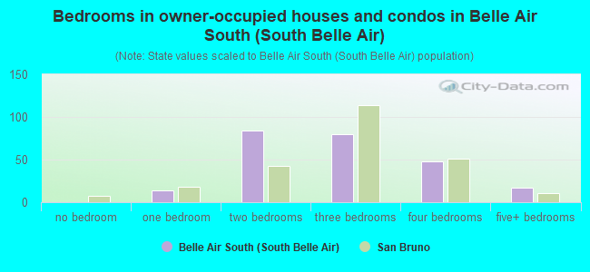 Bedrooms in owner-occupied houses and condos in Belle Air South (South Belle Air)