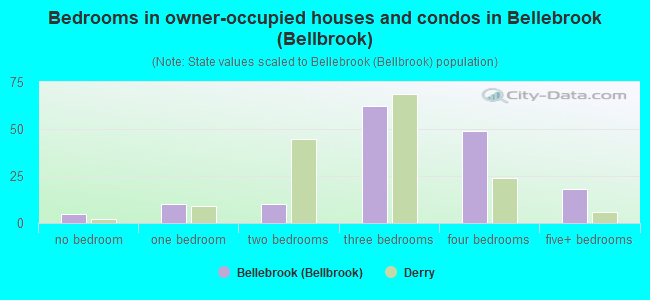 Bedrooms in owner-occupied houses and condos in Bellebrook (Bellbrook)