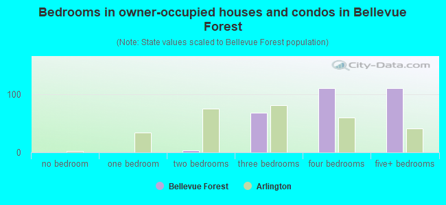 Bedrooms in owner-occupied houses and condos in Bellevue Forest