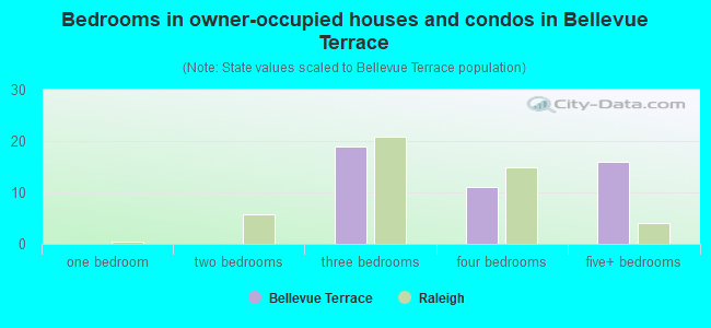 Bedrooms in owner-occupied houses and condos in Bellevue Terrace