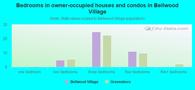 Bedrooms in owner-occupied houses and condos in Bellwood Village