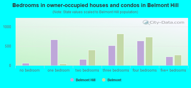 Bedrooms in owner-occupied houses and condos in Belmont Hill