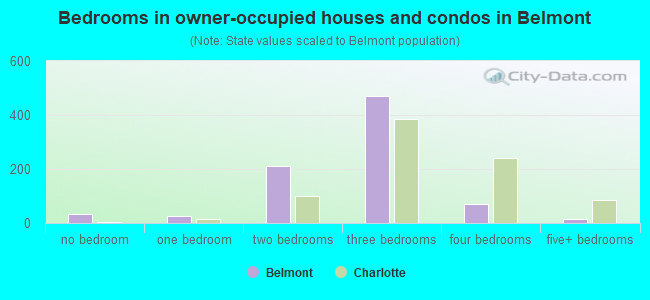Bedrooms in owner-occupied houses and condos in Belmont