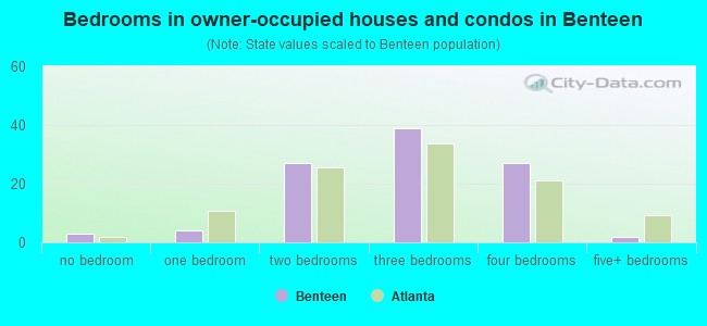 Bedrooms in owner-occupied houses and condos in Benteen