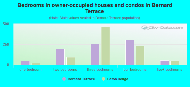 Bedrooms in owner-occupied houses and condos in Bernard Terrace