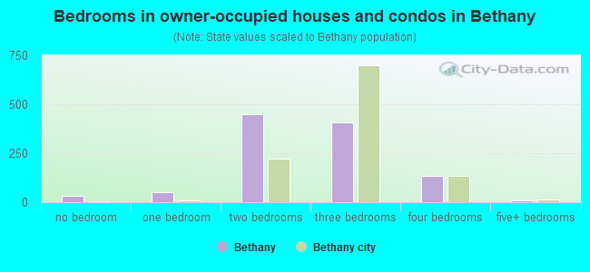 Bedrooms in owner-occupied houses and condos in Bethany