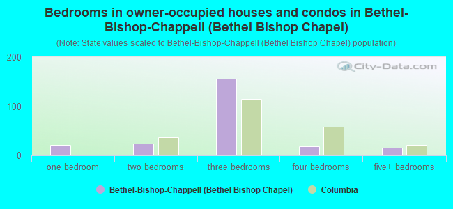Bedrooms in owner-occupied houses and condos in Bethel-Bishop-Chappell (Bethel Bishop Chapel)
