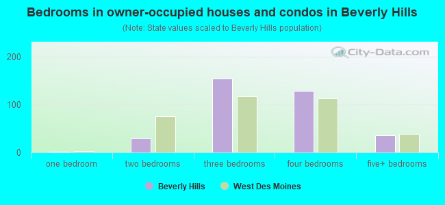 Bedrooms in owner-occupied houses and condos in Beverly Hills
