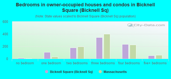 Bedrooms in owner-occupied houses and condos in Bicknell Square (Bicknell Sq)
