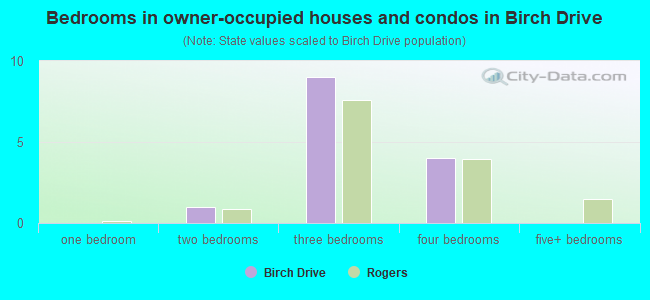 Bedrooms in owner-occupied houses and condos in Birch Drive