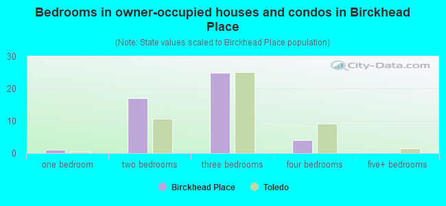 Bedrooms in owner-occupied houses and condos in Birckhead Place