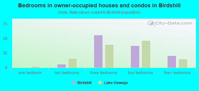 Bedrooms in owner-occupied houses and condos in Birdshill