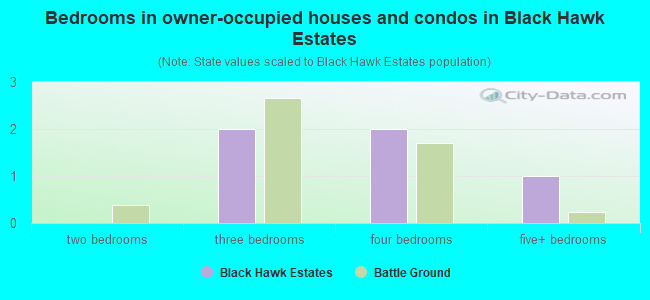 Bedrooms in owner-occupied houses and condos in Black Hawk Estates