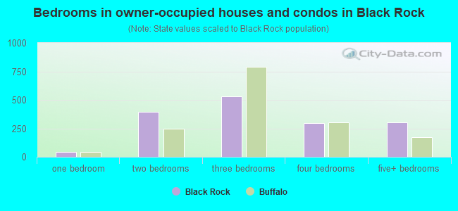 Bedrooms in owner-occupied houses and condos in Black Rock