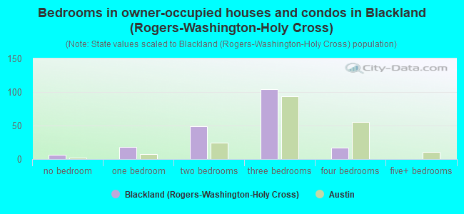Bedrooms in owner-occupied houses and condos in Blackland (Rogers-Washington-Holy Cross)