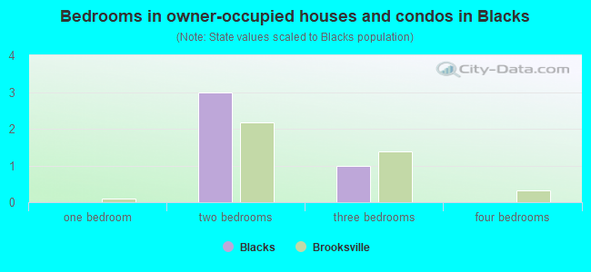 Bedrooms in owner-occupied houses and condos in Blacks
