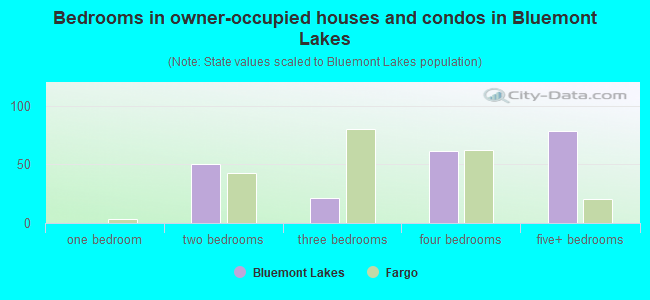Bedrooms in owner-occupied houses and condos in Bluemont Lakes
