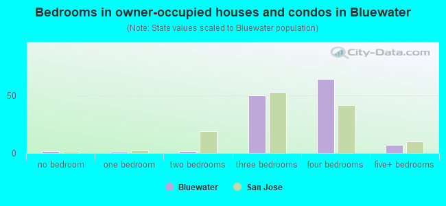 Bedrooms in owner-occupied houses and condos in Bluewater