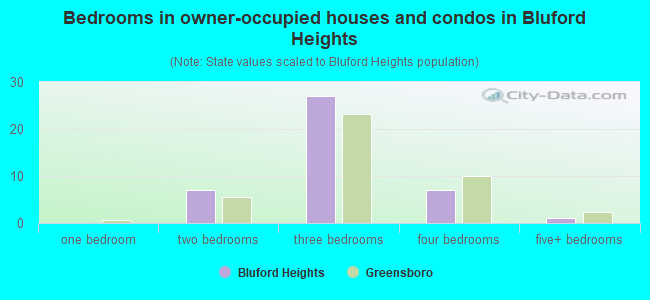 Bedrooms in owner-occupied houses and condos in Bluford Heights