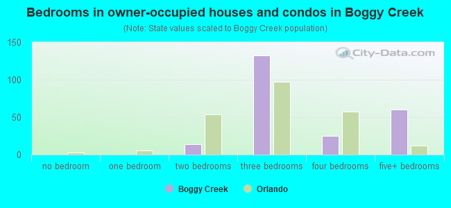 Bedrooms in owner-occupied houses and condos in Boggy Creek
