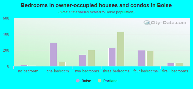 Bedrooms in owner-occupied houses and condos in Boise